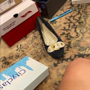 Talbots Black Flats with Gold Accent